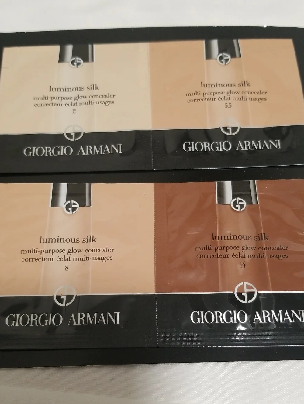 2 Sample Cards Concealer Haus Labs & Giorgio Armani